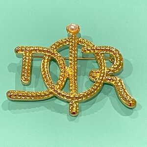 DESIGNER PIN / DESIGNER BROOCH in YELLOW GOLD with center PEARL